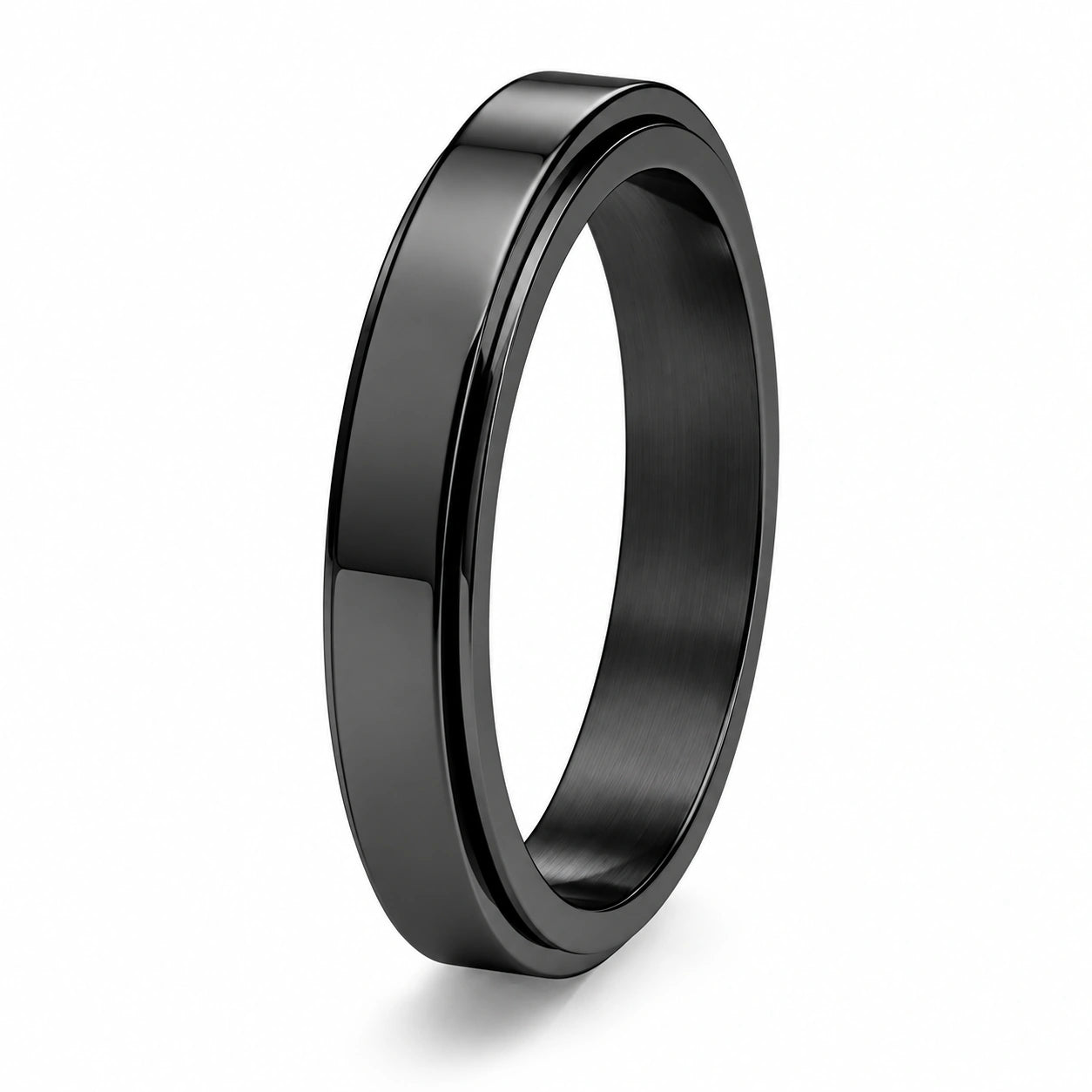 4mm Rotatable Spinner Ring – Black Stainless Steel Unisex Band