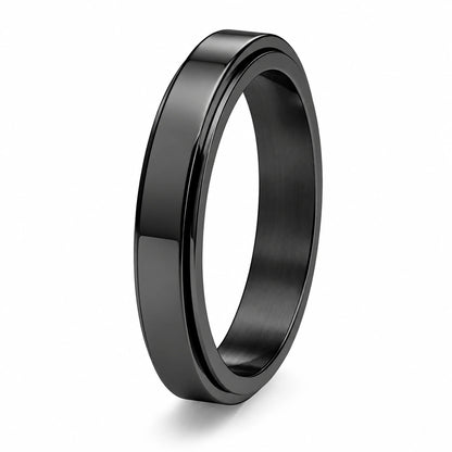4mm Rotatable Spinner Ring – Black Stainless Steel Unisex Band