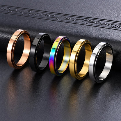 4mm Rotatable Spinner Ring – Black Stainless Steel Unisex Band