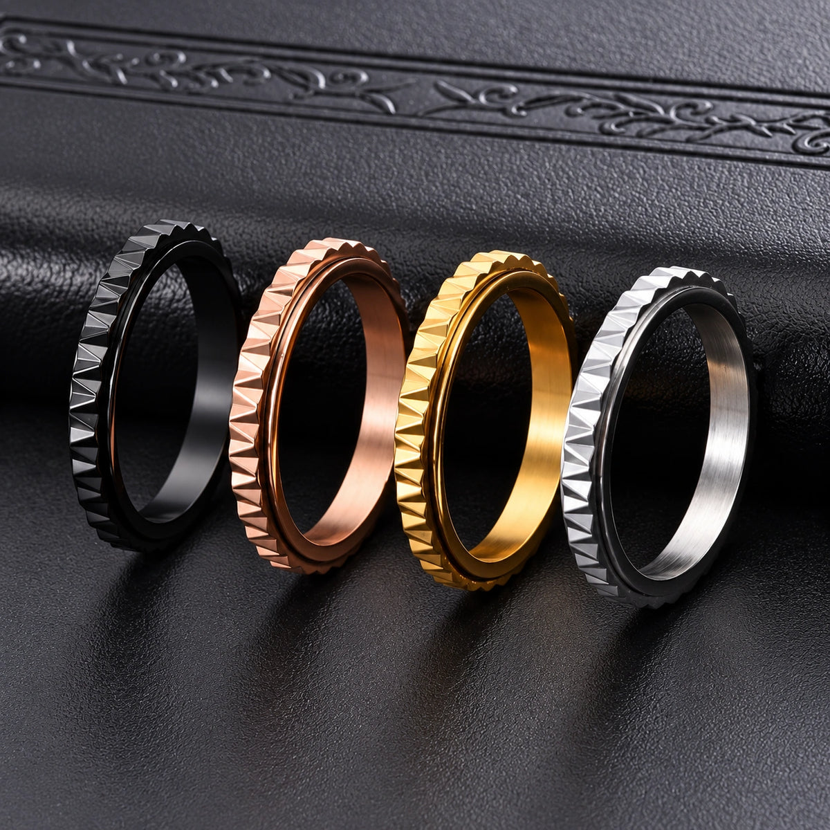 Rotatable Gear Spinner Ring – 3mm Stainless Steel Stress Relief Band