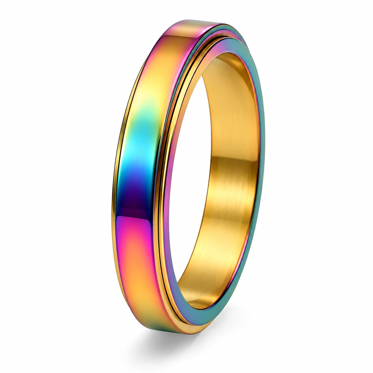 4mm Rotatable Spinner Ring – Black Stainless Steel Unisex Band