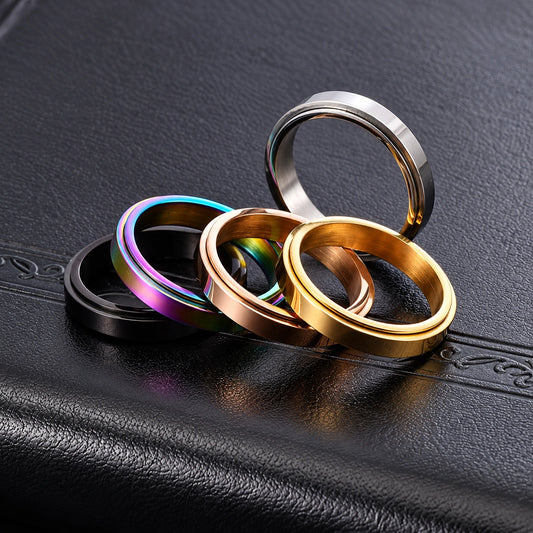 4mm Rotatable Spinner Ring – Black Stainless Steel Unisex Band