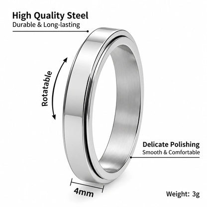 4mm Rotatable Spinner Ring – Black Stainless Steel Unisex Band