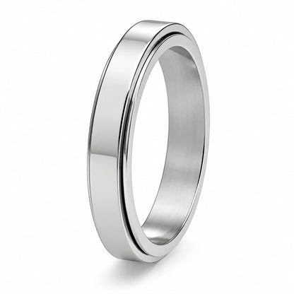 4mm Rotatable Spinner Ring – Black Stainless Steel Unisex Band
