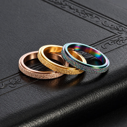 3mm Rotating Spinner Ring – Minimalist Sandblasted Stainless Steel Band