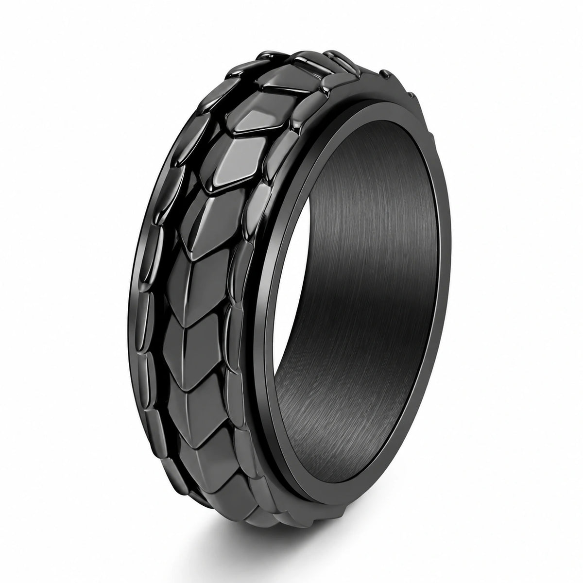 Men’s Dragon Scale Spinner Ring – Stainless Steel Fidget Ring