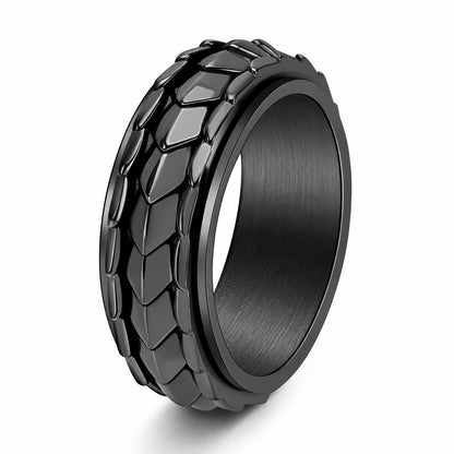 Men’s Dragon Scale Spinner Ring – Stainless Steel Fidget Ring