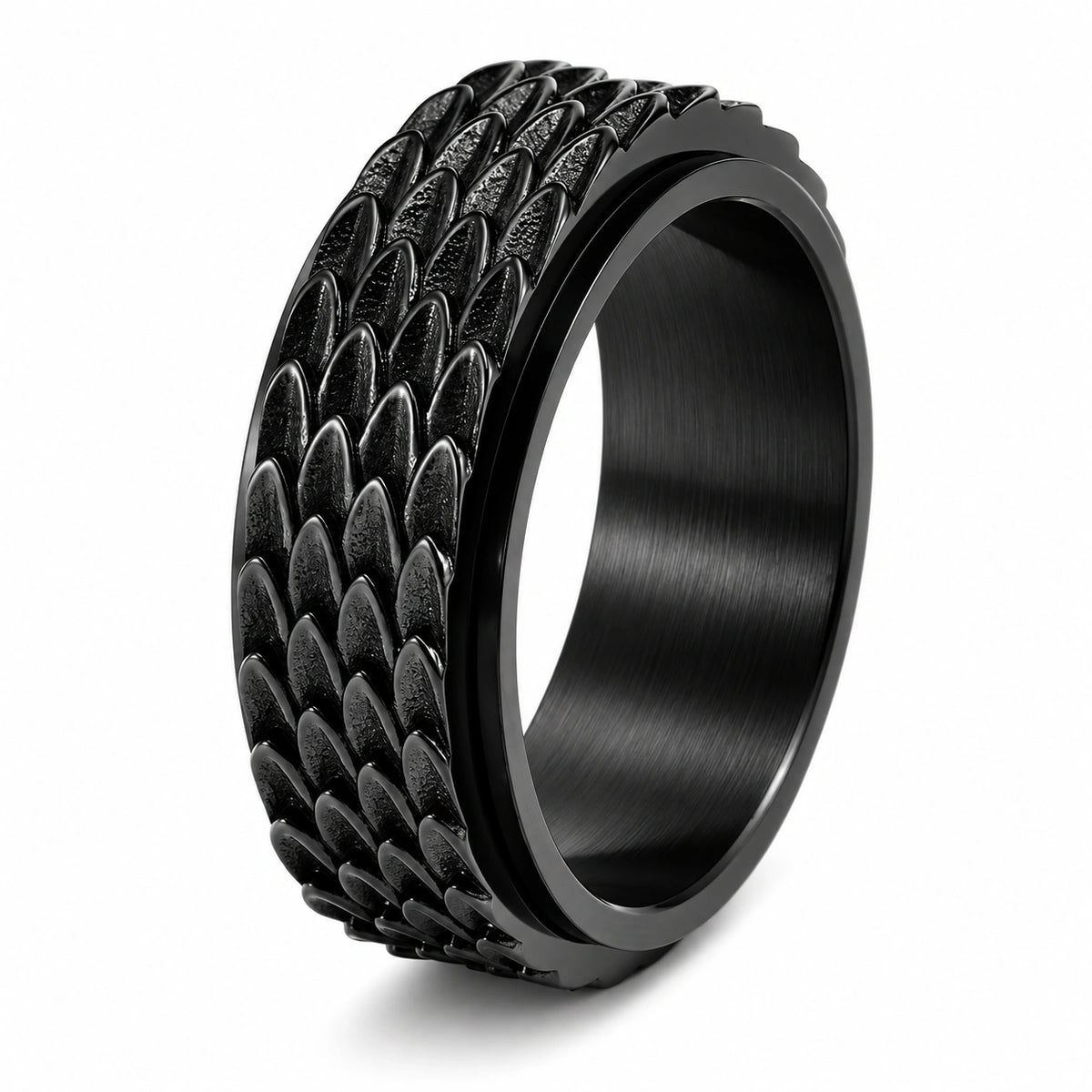 Dragon Scale Spinner Ring – Vintage Stainless Steel Men's Ring