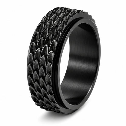 Dragon Scale Spinner Ring – Vintage Stainless Steel Men's Ring