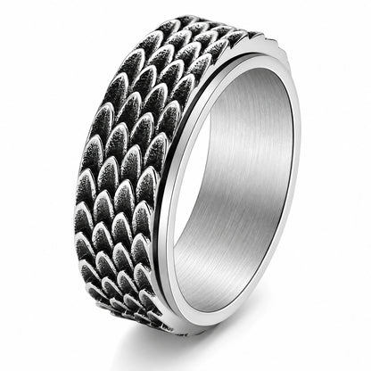 Dragon Scale Spinner Ring – Vintage Stainless Steel Men's Ring