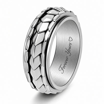 Men’s Dragon Scale Spinner Ring – Stainless Steel Fidget Ring