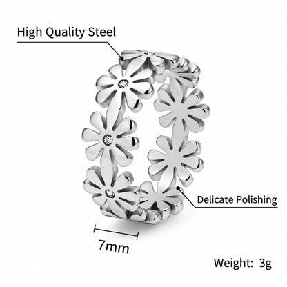 Daisy Floral Moissanite Ring – 18K Gold Plated 925 Sterling Silver