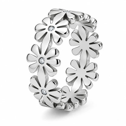 Daisy Floral Moissanite Ring – 18K Gold Plated 925 Sterling Silver