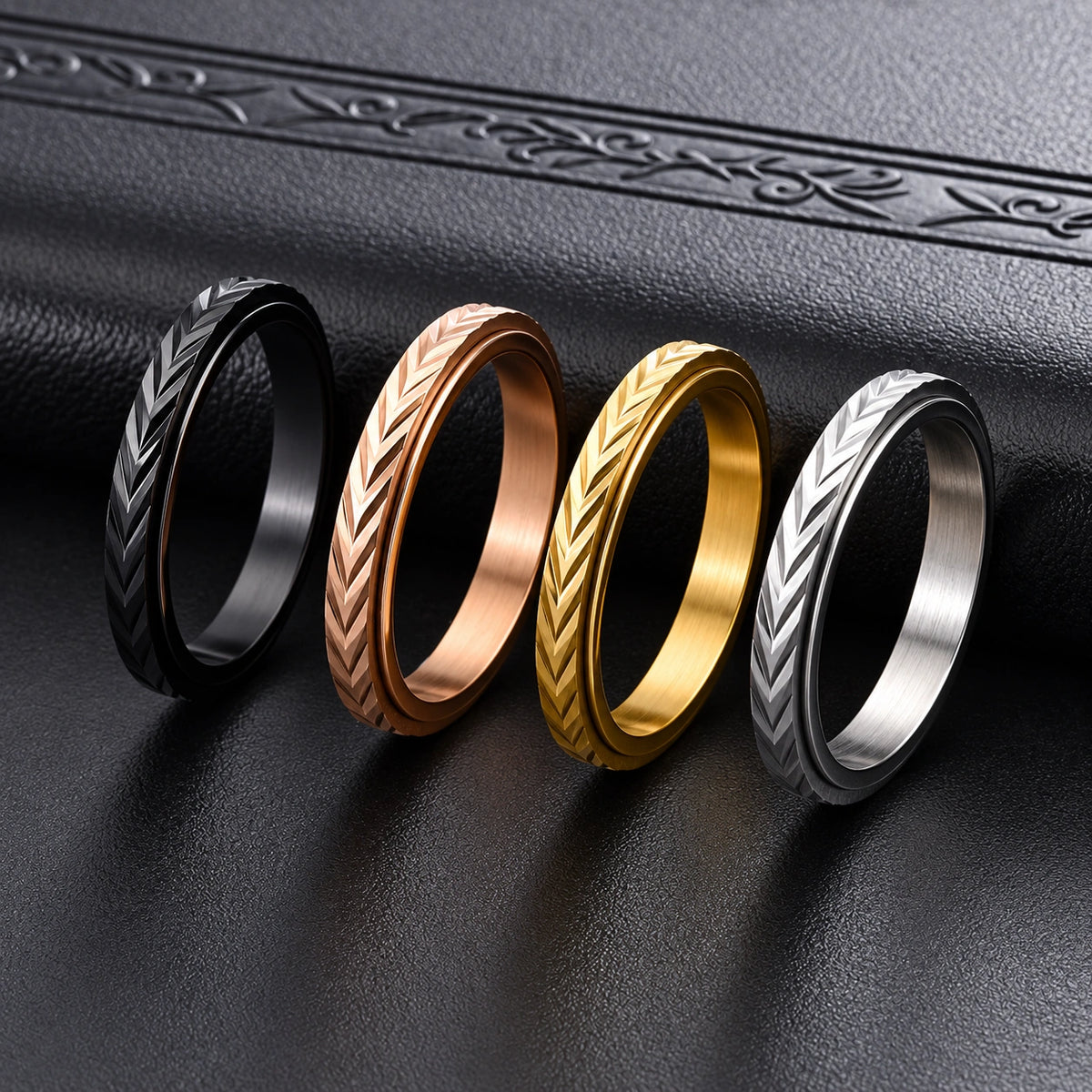 3mm Wheat Pattern Spinner Ring – Stainless Steel