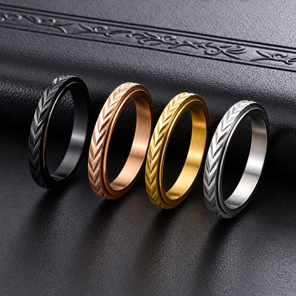 3mm Wheat Pattern Spinner Ring – Stainless Steel