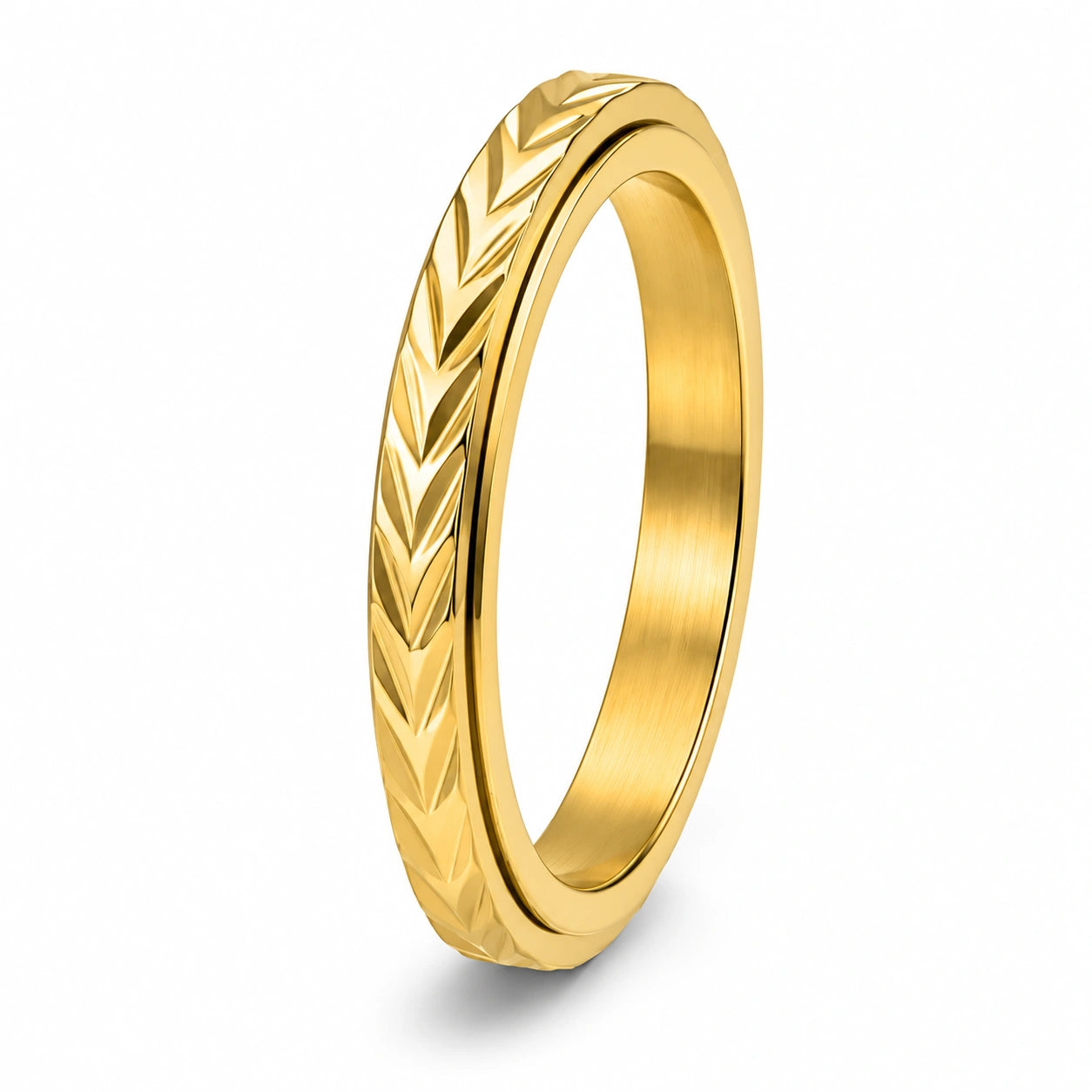 3mm Wheat Pattern Spinner Ring – Stainless Steel