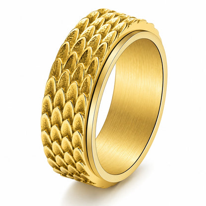 Dragon Scale Spinner Ring – Vintage Stainless Steel Men's Ring