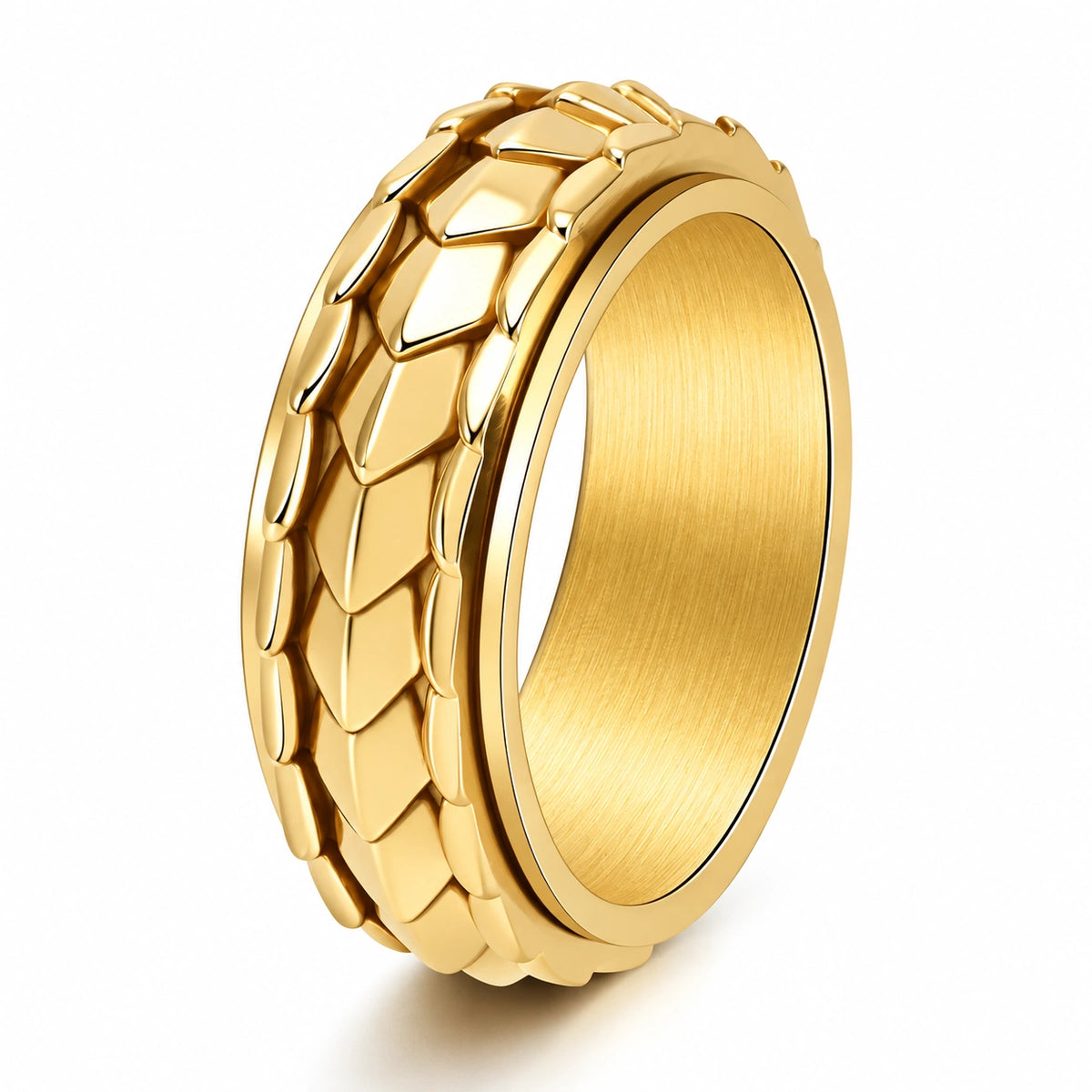 Men’s Dragon Scale Spinner Ring – Stainless Steel Fidget Ring