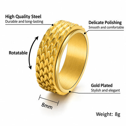 Dragon Scale Spinner Ring – Vintage Stainless Steel Men's Ring