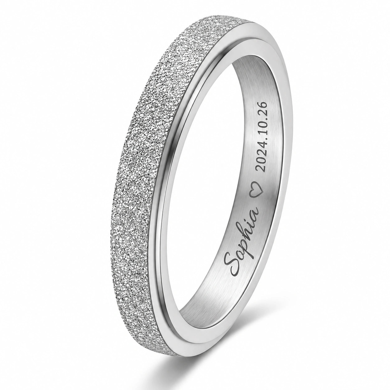 3mm Rotating Spinner Ring – Minimalist Sandblasted Stainless Steel Band