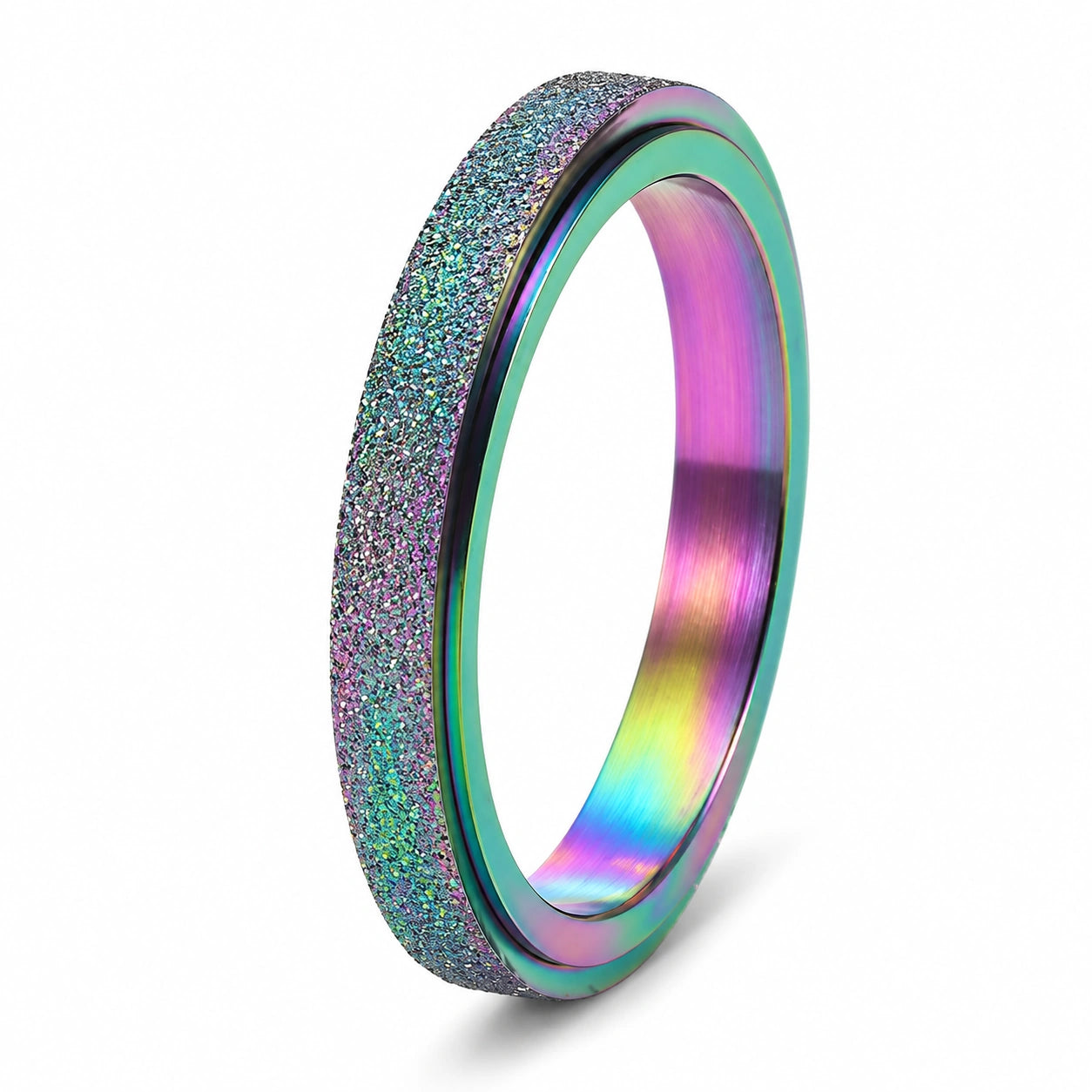 3mm Rotating Spinner Ring – Minimalist Sandblasted Stainless Steel Band
