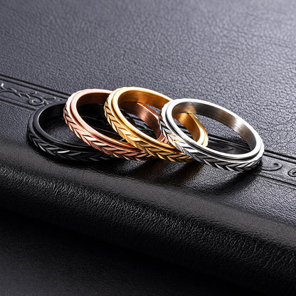 3mm Wheat Pattern Spinner Ring – Stainless Steel