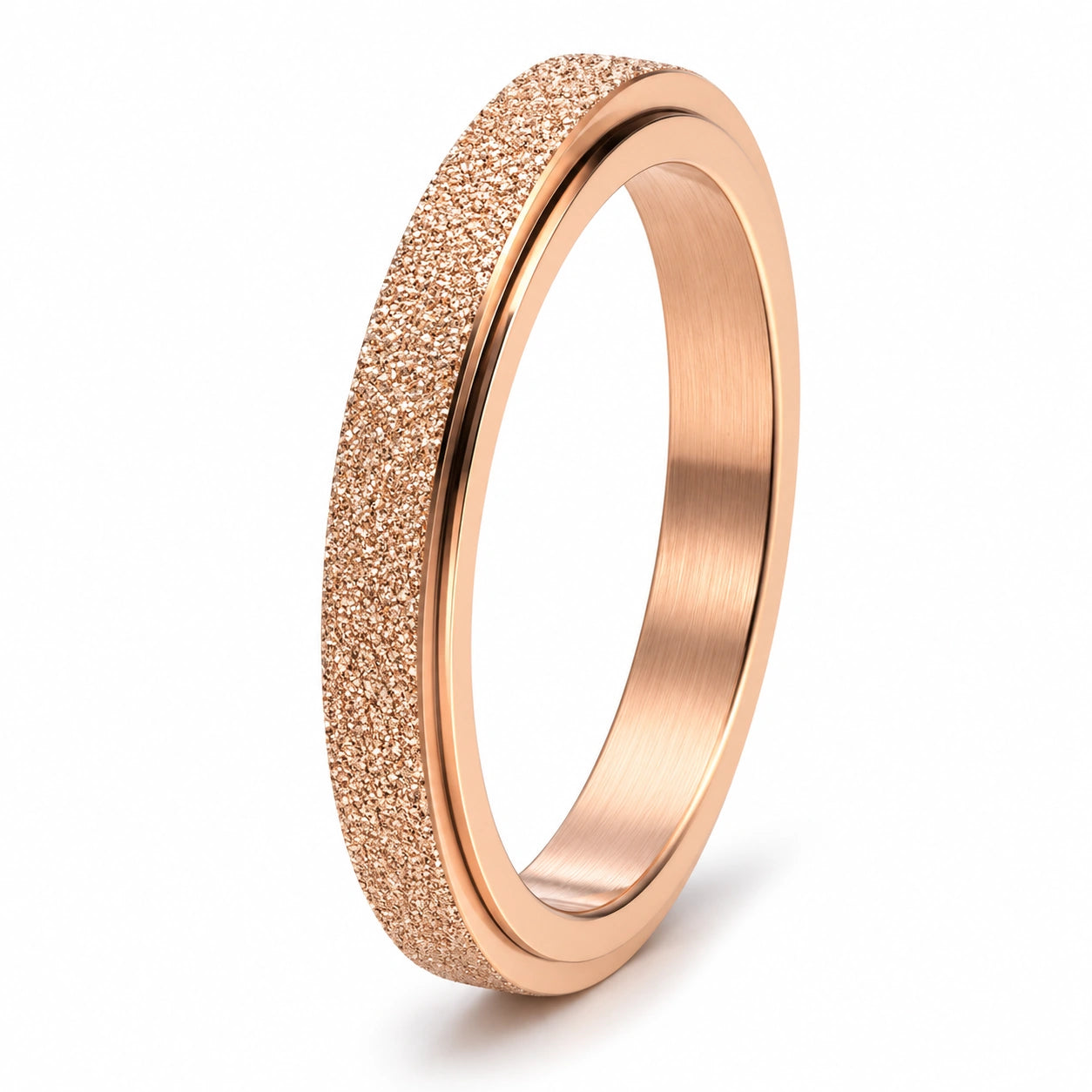 3mm Rotating Spinner Ring – Minimalist Sandblasted Stainless Steel Band