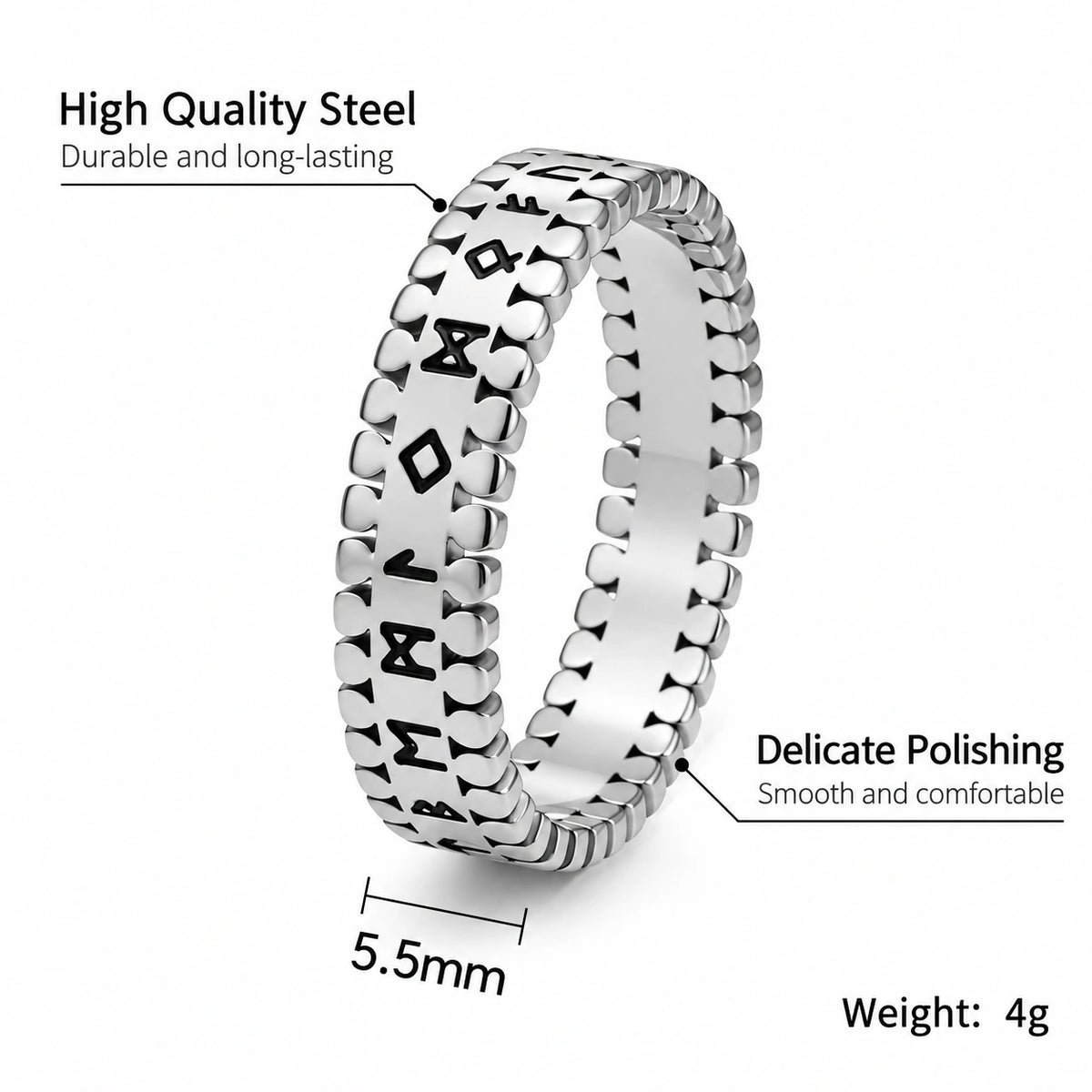 Nordic Viking Rune Ring – Stainless Steel Unisex Spinner Ring