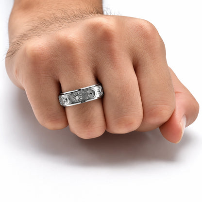 Personalized Sun & Moon Spinner Ring – Custom Engraving