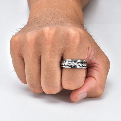 Men’s Dragon Scale Spinner Ring – Stainless Steel Fidget Ring