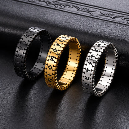 Nordic Viking Rune Ring – Stainless Steel Unisex Spinner Ring