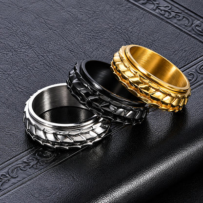 Men’s Dragon Scale Spinner Ring – Stainless Steel Fidget Ring